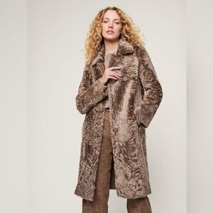 Alpine Studio Women's Faux Sheepskin Fur Coat Size Large